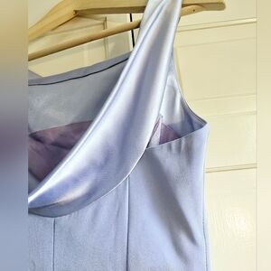 Vintage Y2K 90s Tahari Lavender Midi Prom Dress Gown Size 4 Liquid Satin